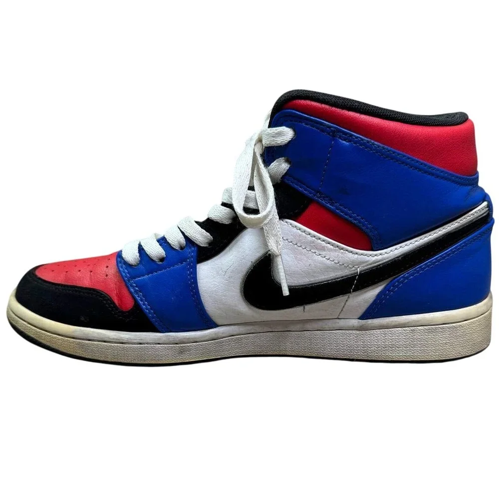 Nike Air Jordan 1 Mid Top 3 Men 8.5 Red‎ Blue Retro Basketball 554724-124